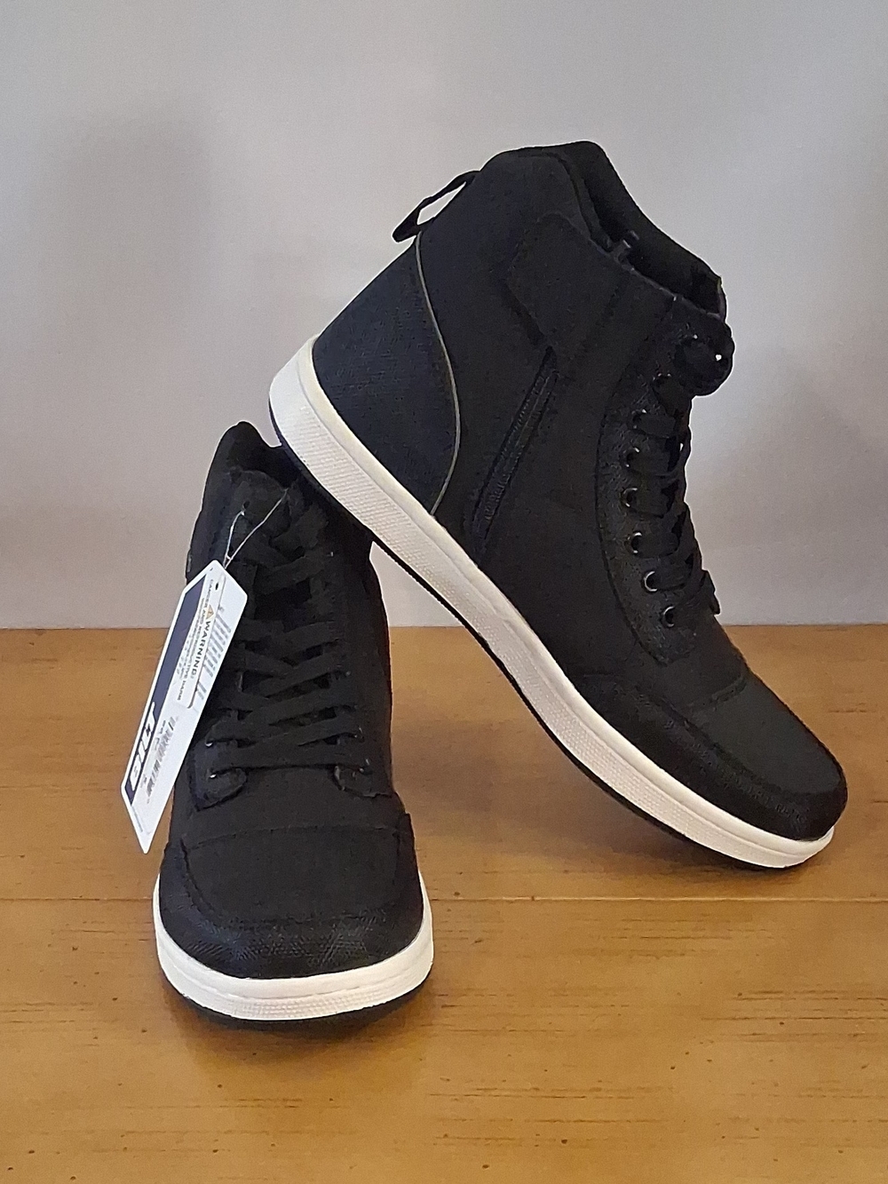 Bilt Biker Men's Black High-Top Lace Sneakers with White Cupsole